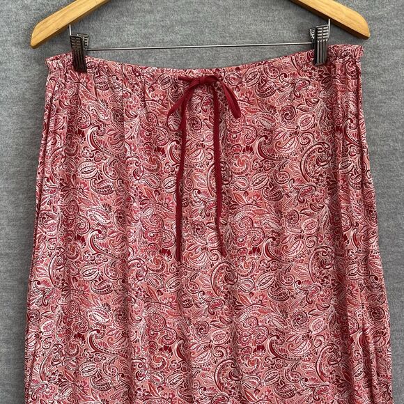 Cherokee Boho Midi Skirt Size XL Drawstring Red Paisley Church Work Fairy Drapey - Picture 4 of 11